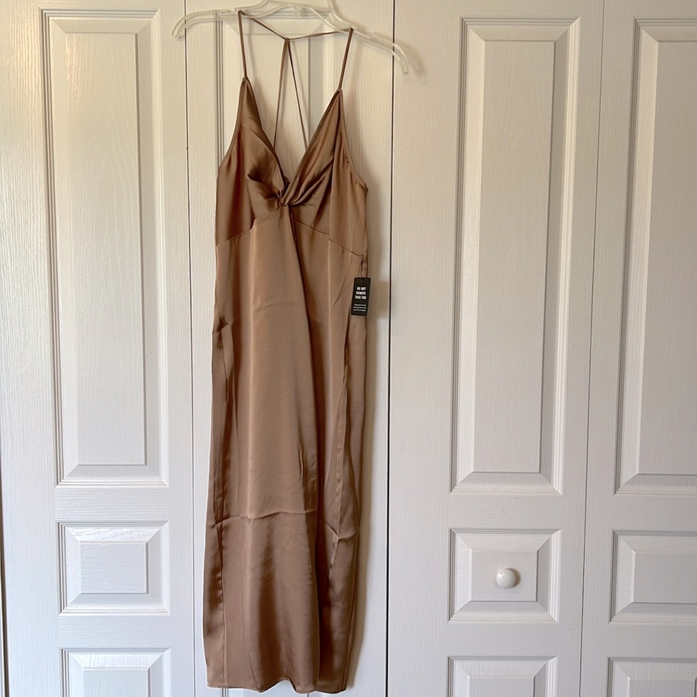 Express Women Gold Long Midi Cocktail Dress Size Large NWT
